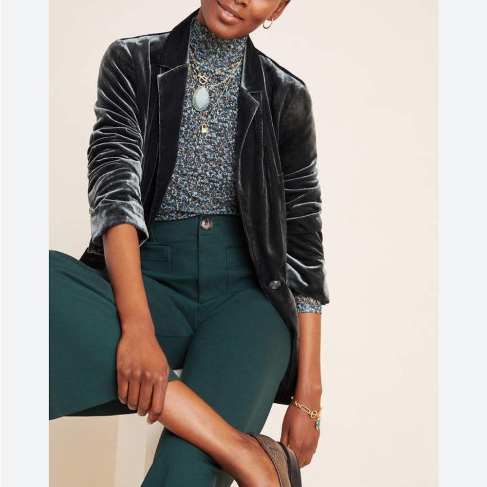 Anthropologie Alessia Crushed Velvet Blazer